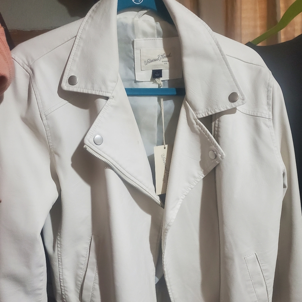 Umiversal Thread Faux Leather Jacket CreamvNWT
